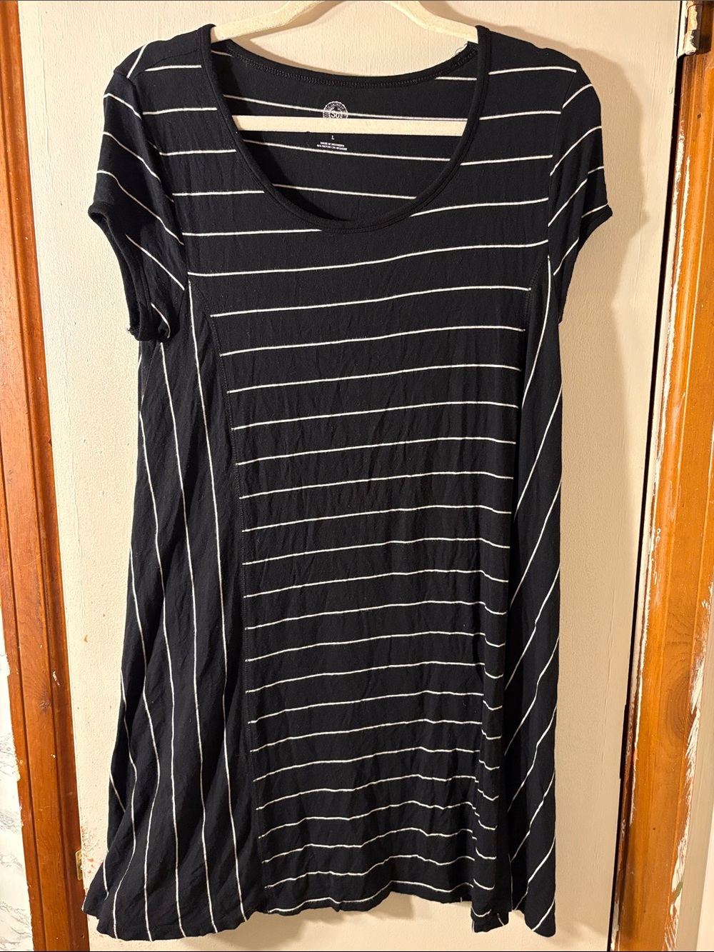 *3 items for $25* So Black Striped Scoop-Neck Swing Dress